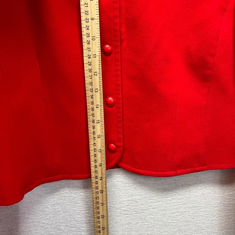 MCM Pendleton Red Wool Button Down Cropped Jacket… - image 7